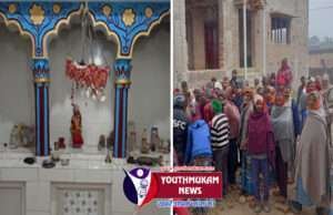 सुगौली स्थित प्राचीन सीताराम मंदिर से लक्ष्मण व माता सीता की मूर्तियां चोरी, जमा हुई भारी भीड़