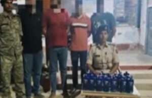 कार सवार चार शराब तस्कर गिरफ्तार, शराब की बोतलें बरामद