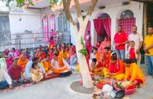 पतौरा में वासंतिक चैत्र नवरा़त्र पूजा की धूम, गाजे-बाजे के साथ बिल्ब निमंत्रण कर माता को दिया गया न्योता