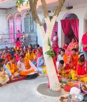 पतौरा में वासंतिक चैत्र नवरा़त्र पूजा की धूम, गाजे-बाजे के साथ बिल्ब निमंत्रण कर माता को दिया गया न्योता
